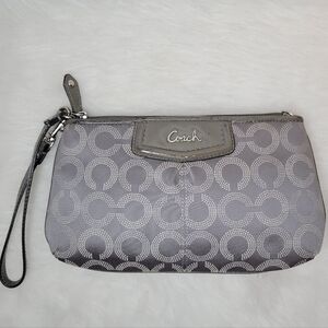 Coach Gray Large Signiture Wristlet Clutch
